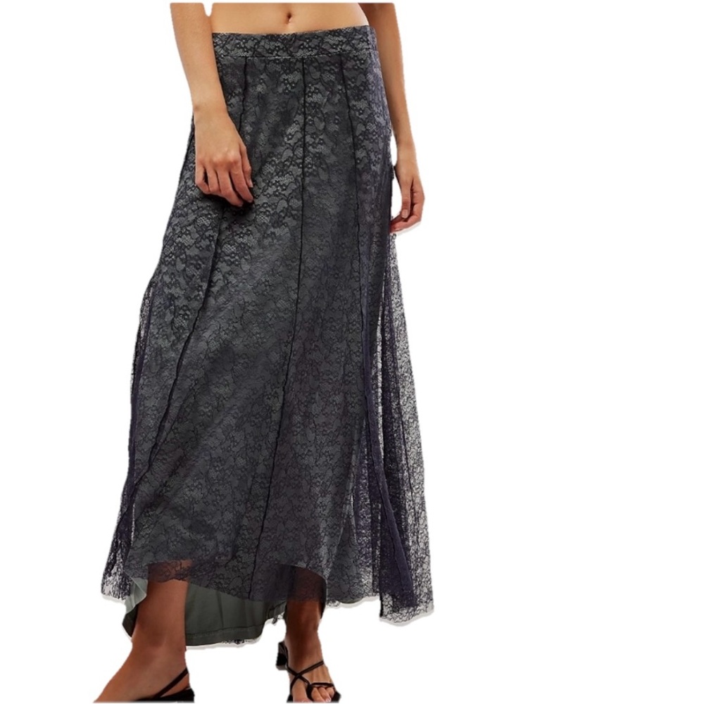Free People Navy Blue Combo Shape Of You Lace Women’s Maxi Skirt Size Small